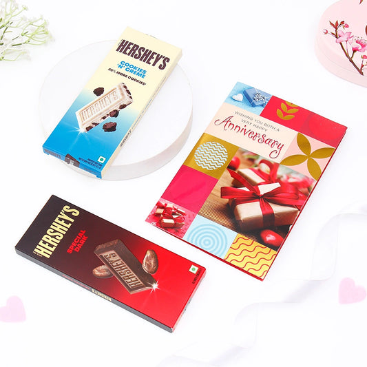 Wishing Anniversary Greeting Card For Couple With Chocolates