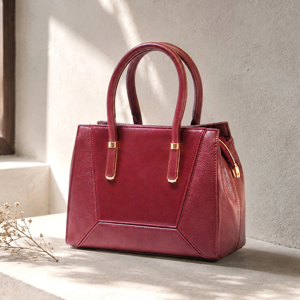 Cherry Red Dual Handle Handbag