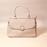 Beige Oval-Clasp Handbag