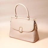 Beige Oval-Clasp Handbag