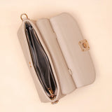 Beige Oval-Clasp Handbag