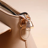 Beige Oval-Clasp Handbag