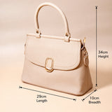 Beige Oval-Clasp Handbag