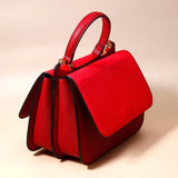 Crimson Croc-Flap Handbag