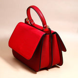 Crimson Croc-Flap Handbag