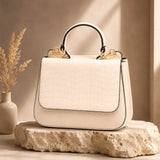 Ivory Muse Croc-Flap Handbag