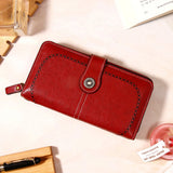Maroon Brogue-Perforated Tab Wallet