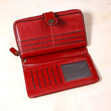 Maroon Brogue-Perforated Tab Wallet