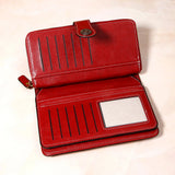 Maroon Brogue-Perforated Tab Wallet
