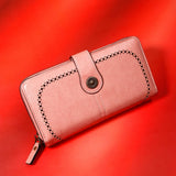 Pink Brogue-Perforated Tab Wallet
