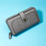 Grey Brogue-Perforated Tab Wallet