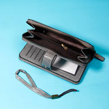 Grey Brogue-Perforated Tab Wallet