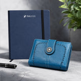 Navy Diary with Blue Vintage Button Wallet Teacher's Day Gift Combo