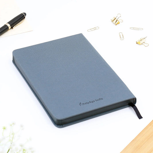 Blue Textured Diary with Grey Vintage Button Wallet Teacher's Day Gift Combo