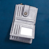 Grey Laser-Cut Vintage Button Bifold Wallet