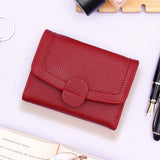 Maroon Pebbled Leather Trifold Snap Wallet