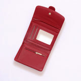 Maroon Pebbled Leather Trifold Snap Wallet