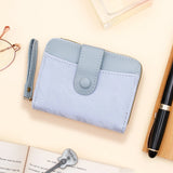 Blue Two-Tone Zip-Around Wallet with Wristlet Strap