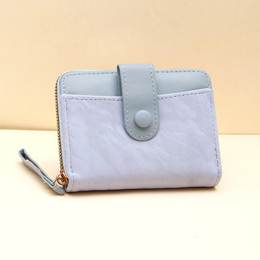 Blue Two-Tone Zip-Around Wallet with Wristlet Strap