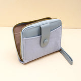 Blue Two-Tone Zip-Around Wallet with Wristlet Strap