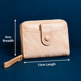 Beige Two-Tone Zip-Around Wallet with Wristlet Strap