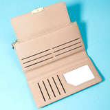Beige Pebbled-Texture Flap Wallet