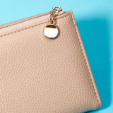 Beige Pebbled-Texture Flap Wallet
