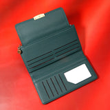 Green Pebbled-Texture Flap Wallet