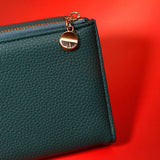 Green Pebbled-Texture Flap Wallet
