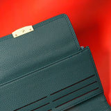 Green Pebbled-Texture Flap Wallet