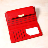 Red Pebbled-Texture Flap Wallet