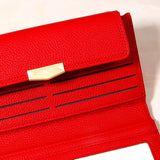 Red Pebbled-Texture Flap Wallet