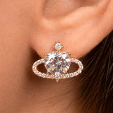 Saturn Ring Heart Stud Earrings