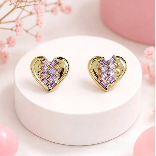 Lilac Weave Heart Stud Earrings