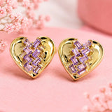 Lilac Weave Heart Stud Earrings