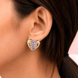 Lilac Weave Heart Stud Earrings