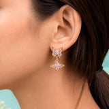 Pink Butterfly Double Dangle Earrings