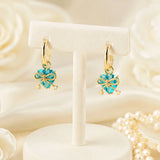 Teal Heart Bow Hoop Earrings
