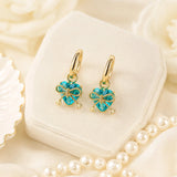 Teal Heart Bow Hoop Earrings