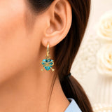 Teal Heart Bow Hoop Earrings