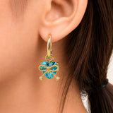 Teal Heart Bow Hoop Earrings