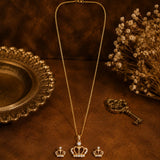 Crown Charm Pendant and Earring Set