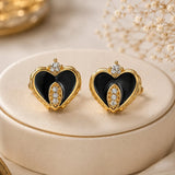 Black Clover Heart Pendant and Earring Set