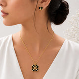 Black Clover Heart Pendant and Earring Set