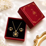 Black Clover Heart Pendant and Earring Set