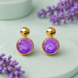 Purple Drop Round Pendant and Earring Set