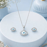 Evil Eye Charm Pendant and Earring Set