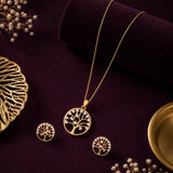 Golden Tree of Life Pendant and Earring Set
