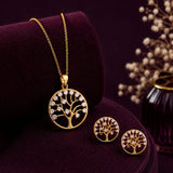 Golden Tree of Life Pendant and Earring Set