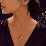 Golden Tree of Life Pendant and Earring Set